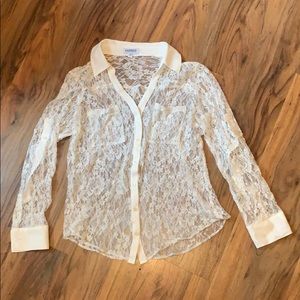 Express Lace Portofino Shirt White